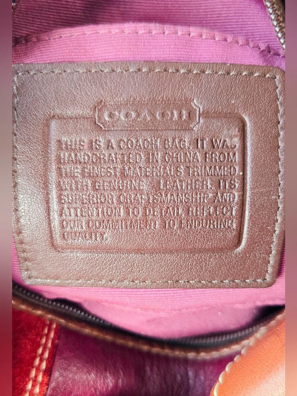 Coach Patchwork Leather and Fabric Shoulder Bag in Burgundy